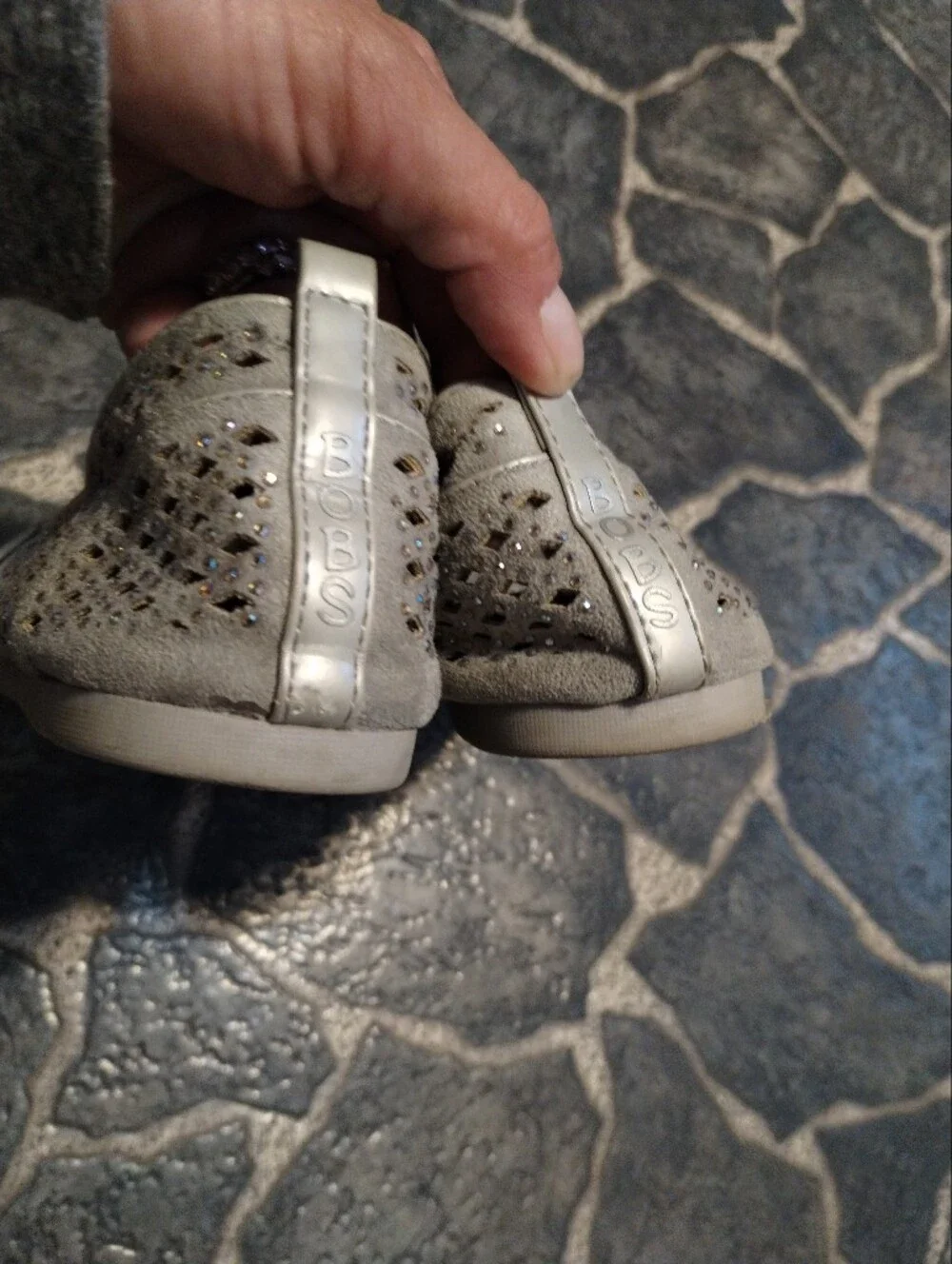 BOBS From Skechers women's tan/ silver espadrilles size 9